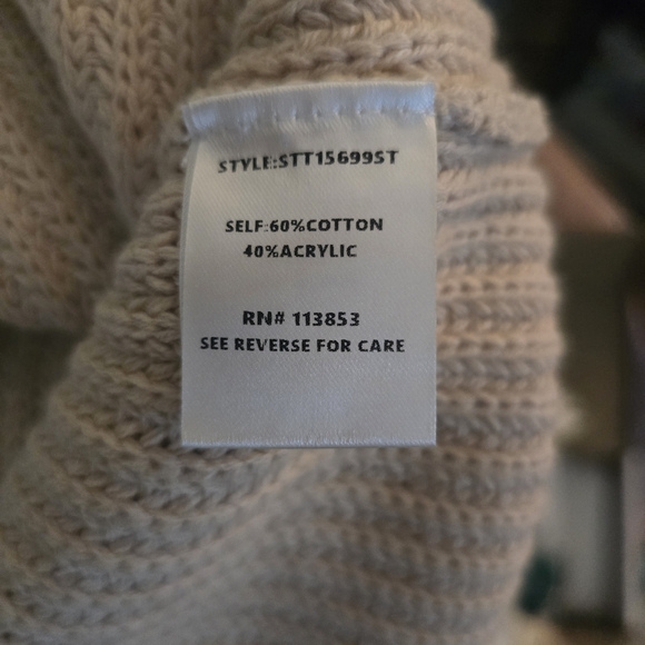 Sugarlips Colorblock Funnel Neck Knit Cozy Fall Sweater Beige Cream  New XS - Picture 5 of 6